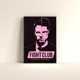 Fight Club wall poster by Dripster featuring stylized pink and black split face design